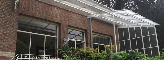 polycarbonaatplaten in koepel terras